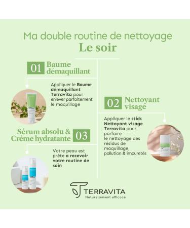 Stick Nettoyant Visage | Note Yuka 100/100 | Tous Types de Peaux | Respecte le pH de la Peau | Huiles de Coco et Amande Douce - Aloe Vera Bio - Beurre de Karit | Made in France | Terravita - Buy Online on GoSupps.com