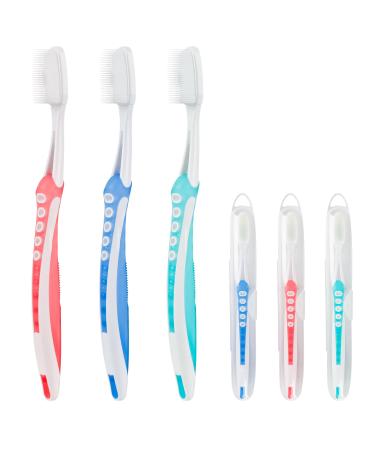 Newday Nano Toothbrushes Soft Bristle Silicone for Sensitive Teeth and Gums Individually Wrapped Travel Toothbrush Set Multiple Colors (3 Box)