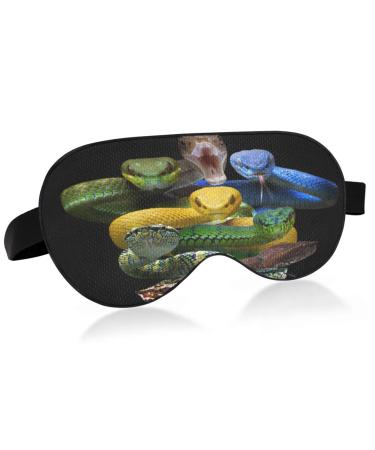 Indonesian Snake Group Sleep Mask Light Blocking Eye Mask for Sleeping with Adjustable Strap Colorful Animals Soft Lightweight Eye Cover Blindfold for Men Women Work Travel Naps
