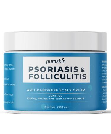 Psoriasis Treatment Cream - Extra Strength for Scalp Psoriasis Folliculitis - Controls Itching Flaking Stubborn Dandruff 3.4 Oz Light Blue