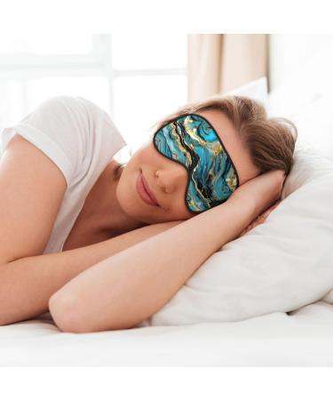 Turquoise Blue Gold Marble Unisex Sleep Mask | Double-Sided Eye Mask for Sound Sleep & Skin Care - Buy Online on GoSupps.com