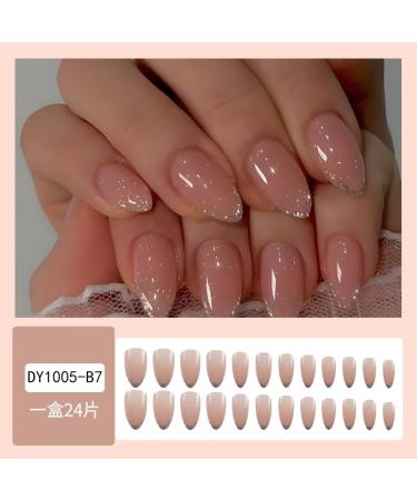 Press on Nails Short Pointed tip Fake Nails Naked Shining Pink False Nails Press on Nails Designs Acrylic Nails Press on Artificial Nails Stick on Nails For Women Girls 24Pcs - Buy Online on GoSupps.com
