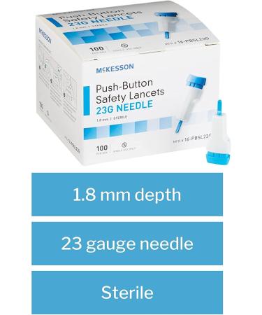 McKesson Safety Lancets Sterile Push-Button 23G Needle 1.8mm - 100 Count - Buy Online on GoSupps.com