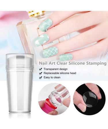 12 Pcs Nail Stamper Kit with Clear Jelly Silicone Stamping - DIY Manicure Nail Art Tools - Buy Online on GoSupps.com