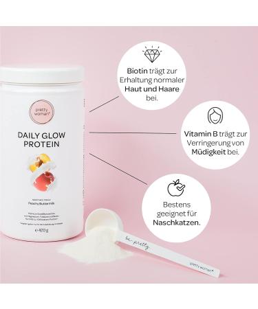 Pretty Woman Daily Glow Protein Powder for Women - Peachy Buttermilk Low Carb Shake with Vitamins Minerals Biotin & Folic Acid - Only 0.5g Sugar per Portion - 420g International Shipping Available - Buy Online on GoSupps.com