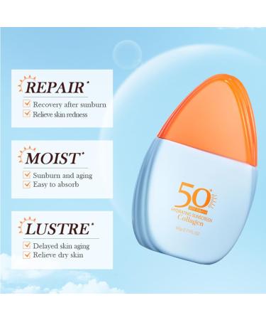 Collagen Sunscreen - Sunscreen Spf 50 for Women- Suncream Factor 50 - Refreshing and Non-stick - Spf 50 Face Moisturiser - Mild and Non-irritating Sunscreen - Buy Online on GoSupps.com