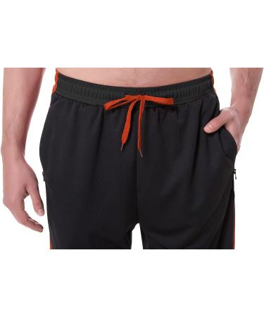 Men's Lightweight Orange Sweatpants with Zipper Pockets - Large Size for Workout, Jogging, Gym, Running | Open Bottom Training Pants - Buy Online on GoSupps.com
