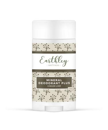 Earthley Wellness Mineral Deodorant Plus All Natural Deodorant Eliminates Scent Promotes Lymphatic System Health Improves Pit Health Vegan Aluminum Free (2.5oz) (Ginger-Lime)