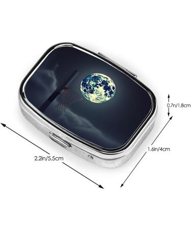 Moon & Basketball Pill Case | 2 Compartment Travel Pill Organizer | Cute Small Pill Box for Purse & Gifts - Buy Online on GoSupps.com