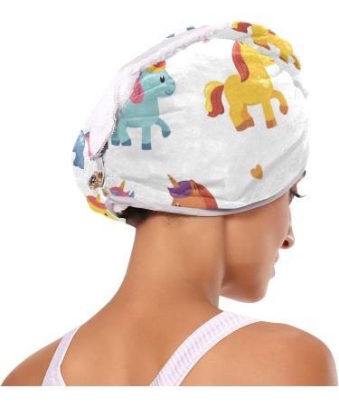Buy Colored Cute Unicorn Hair Towels 2 Pack | Super Absorbent Quick Dry Hair Turbans for Women & Girls - Buy Online on GoSupps.com