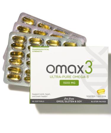 Omax3 Natural Omega 3 Fish Oil Pills 1500 MG EPA DHA - Omega3 Fatty Acid Supplements- Gluten Free Wild Caught Non GMO 30-Day Supply Blister Packed (1 Box) 60 Count (Pack of 1)