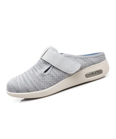 NVBHOF Men's Diabetic Shoes Swollen Feet Diabetic Edema Boots Slippers Comfy Orthopedic Footwear Non Slip Widening for Elderly Swollen Feet Plantar Fasciitis (Color : Light Grey Size : 12)