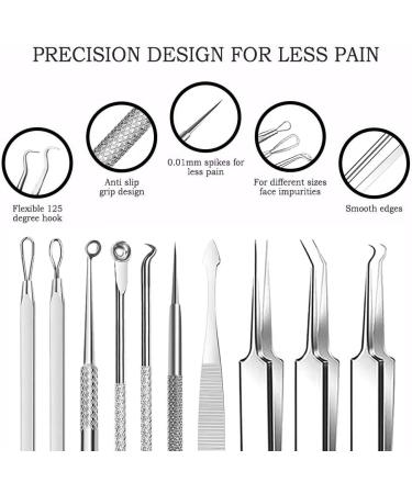 Blackhead & Pimple Popper Tool Kit for Nose & Facial Pore - Blemish Extractor for Men & Women - Christmas Present in Silver - Buy Online on GoSupps.com