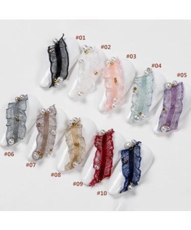 Fingernail Ornament Lace Nail Decor 11.81in Fashion Faux Pearl Gentle Style Nail Art Supply Ladies DIY Nail Decoration - Buy Online on GoSupps.com