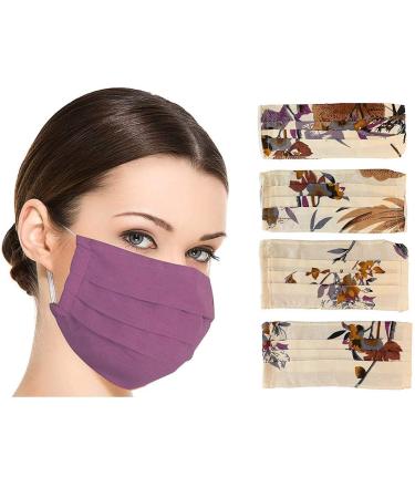 riou 5 Pieces Cotton Face Mask Washable Breathable Dustproof Fabric Mouth and Nose Protection Scarf for Women Men