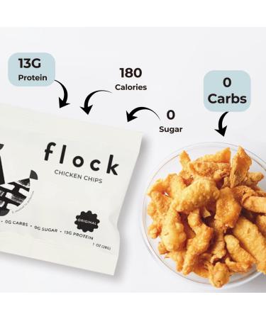 Flock Keto Chicken Skin Chips | Original Flavor | Low Carb High Protein Snack | 1oz 8-Pack - Buy Online on GoSupps.com
