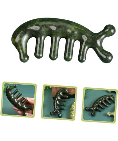 Moluckfu Jade Massage Comb - Premium Handcrafted Jade Body Tool for Scalp & Relaxation | 11.50x1.50cm Green - Buy Online on GoSupps.com