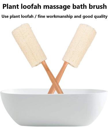 Eastor Natural Luffa Loofa Bath Brush with Wooden Handle - 34 cm Back Scrubber for Men & Women | Body Shower Sponge - Buy Online on GoSupps.com