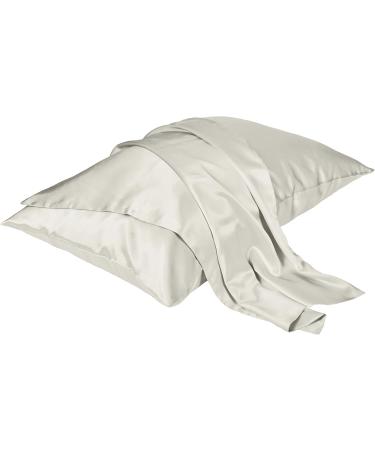 Beckham Hotel Collection Silk Pillowcase for Hair and Skin - Pack of 2 Standard Size Cases - White/Ivory - Buy Online on GoSupps.com