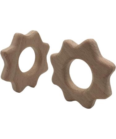 Wendysun 10pcs Cartoon Wood Teether - Natural Animal Sun Shape Baby Teething Beech Teether DIY Pendant Toy - Buy Online on GoSupps.com