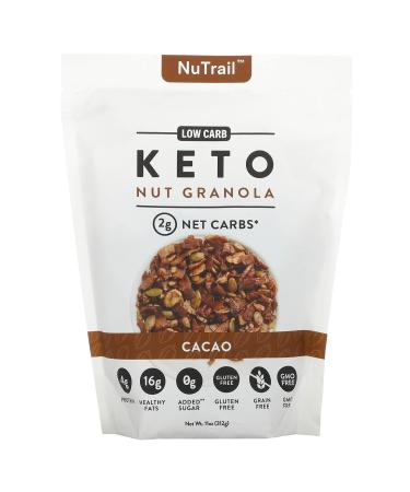 NuTrail™ - Keto Cacao Nut Granola Healthy Breakfast Cereal - Low Carb Snacks & Food - 3g Net Carbs - Almonds, Pecans, Coconut and more (11 oz) (6 Count) 11 Ounce (Pack of 6)