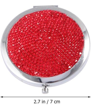 Minkissy 1pc Small Mirror Crystal Mirror Compact Cosmetic Mirror Double Side Mirror Pocket Mirror for Women Small Compact Mirror Circle Mirrors Makeup Mirror Mini Beauty Mirror Travel Red - Buy Online on GoSupps.com