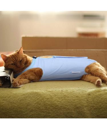 Voarge Recovery Suit for Cats - Post-Op Anti-Licking & Trimming | Warm & Comfortable Wear for Cats & Dogs (M Blue) - Buy Online on GoSupps.com