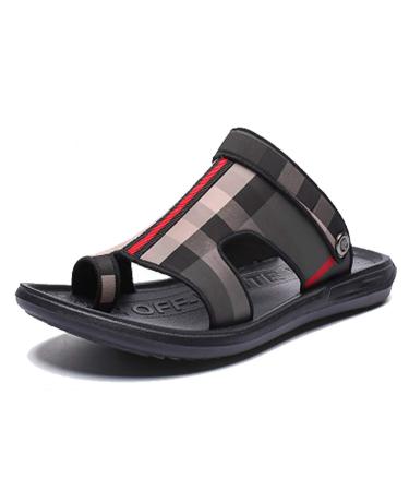 EEUK Men's Big Toe Bone Corrector Sandals Open Toe Orthopedic Flip Flop Lightweight Comfort with Arch Support Open-Toe Platform Shoes Toe Straighten ShoesBlack and Gray Grid-USA 10 USA 10 Black and Gray Grid