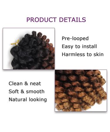 Wand Curl Crochet Braids Hair Jamaican Bounce 8 Inch Ringlet Twist Extension (5 PCS) T1B/30/27 - Buy Online on GoSupps.com