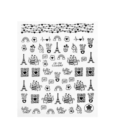 for Acrylic Nails Self-Adhesive Nail Decoration Manicure Nail Art Decals Black Rose Nail Stickers Nail Art(Type 3)