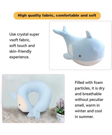 JOYRAVO Kids Travel Pillow - 2-in-1 Deformable U-Shaped Neck Pillow with Cute Plush Blue Whale Design for Comfy Sleep and Play on Airplanes, Cars, and Travel - Buy Online on GoSupps.com