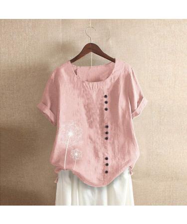 T-Shirt Women's Summer Blouse Short Sleeve T-Shirt V-Neck Clothing Woman Loose Comfortable Crew Neck Clothes Pullover Teenager Pullover with Print T-Shirt Loose Pink 5XL - Buy Online on GoSupps.com