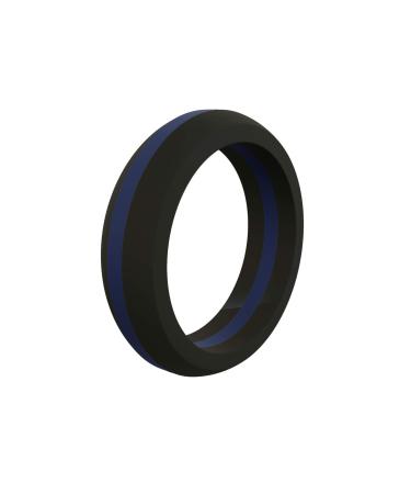 QALO Women's Rubber Silicone Ring, Classic Thin Line Silicone Wedding Ring for Women, Breathable, Durable Engagement Silicone Band, 5.5mm Wide 2.5mm Thick, Multicolor Blue 7