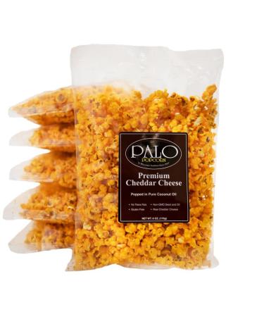 Palo Popcorn Gourmet Cheddar Cheese Popcorn Snacks, Gluten Free, Premium Cheddar, 6-ounce bags (Pack of 6)