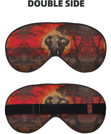 SSIMOO Elephant Sunset Print Eye Mask - Ultra-Soft Light-Blocking Design for Optimal Comfort & Restful Sleep - Black - Buy Online on GoSupps.com