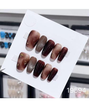 Handmade Long and Short Nail Patches for Artificial Nail Enhancement(Color:19594 Size:S)
