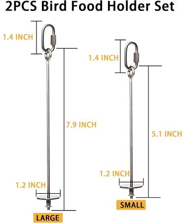 2PCS Premium Stainless Steel Bird Food Holder & Skewer Set - Ideal for Parrots, Fruit, Vegetables - Bird Feeder and Foraging Toy - Buy Online on GoSupps.com