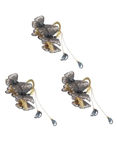 Beaupretty Flower Headpiece headgear catch barrette Butterfly Clip ponytail holder Big Clamps Metal Rhinestone Jaw for women womens tassel Miss alloy Hair Tassel