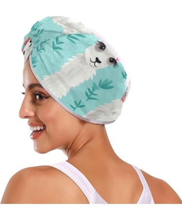 White Llamas Teal Hair Towel 2 Pack - Super Absorbent Quick Dry Hair Turbans for Women & Girls - Buy Online on GoSupps.com
