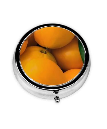 Fresh Mangoesround Pill Box 3 Compartments Round Pill Box Organizer for Purse Or Pocket &*Portable Travel Pill Box