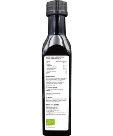 Wonder Oil 250ml | Cold Pressed Certified Organic Peanut & Sesame Oil 100% Pure & Natural | Premium UV Blocking Miron Violet Glass | Vegan UK Made - Buy Online on GoSupps.com