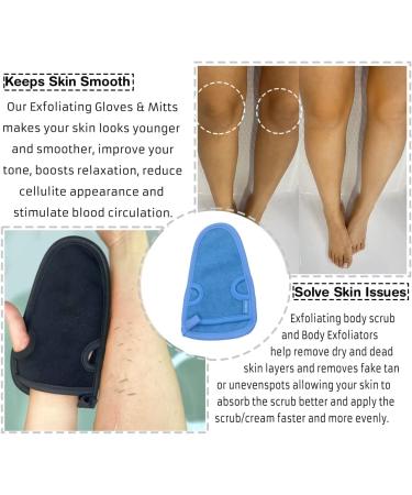 Bvanzo Exfoliating Glove - Dead Skin & Fake Tan Remover Mitt for Shower - Skin and Body Exfoliator - Blue - Buy Online on GoSupps.com