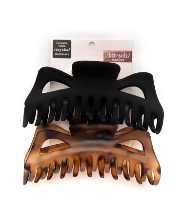 Kitsch Recycled Plastic Jumbo Claw Clips - Large Hair Clips for Women | Thick Hair Jaw Clips in Tortoise & Black (2pc Set) - Buy Online on GoSupps.com