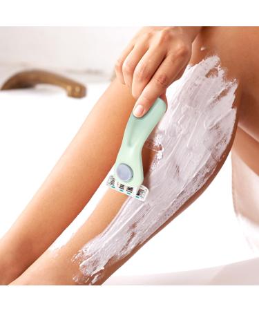 4-Blade Metal Razor Handle with 4 Cartridges - Hassle-Free Shaving for Men & Women - Easy One-Touch Replacement (Green - Buy Online on GoSupps.com