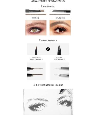  Fyearfly STAGENIUS 0.1 g Ultra-fine double-ended eyebrow pencil fine smooth long-lasting waterproof natural-looking (triangle tip T02 dark brown) - Buy Online on GoSupps.com