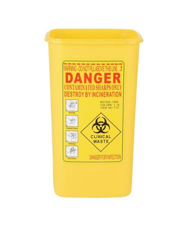 Tattoo Plastic Sharps Container 1L - Biohazard Needle Disposal Waste Box (YELLOW) - Buy Online on GoSupps.com