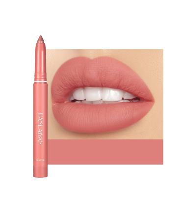WGUST Matte Crayon Lipstick with Free Sharpener Mattes Velvet Lip Liner Non-Stick Cup Long Lasting Waterproof Lipstick Pencil Lip Makeup Gift For Ladies #05 Peony 1PC
