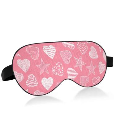 Haskirky Light Blocking Eye Mask Breathable and Adjustable Adult Men and Women Travel on Business Trips Yoga Meditation Light Smooth Comfortable Eye Mask Office Deep Sleep Goodies Pink Hearts Stars