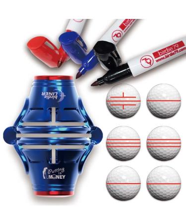 BIRDIE79 Premium Quality Birdie Liner Drawing Alignment Tool Kit- 360-Degree Triple-Line Golf Ball Marker With Luxurious Gift Box Including 3 Marker Pens-Patent Pedning