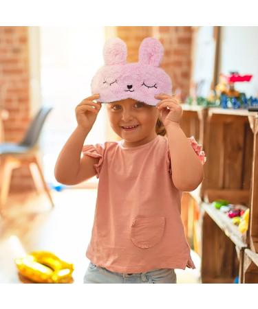ULIFEMALL Cute Rabbit Sleeping Mask - Soft Plush Bunny Blindfold for Kids & Adults - Pink - Buy Online on GoSupps.com